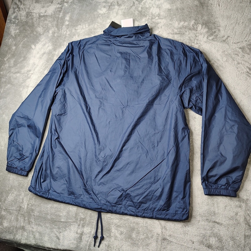 Nike Coaches Jacket Mens S Navy Blue Solid Loose Fit Jersey Lined Snap Front - Picture 2 of 15